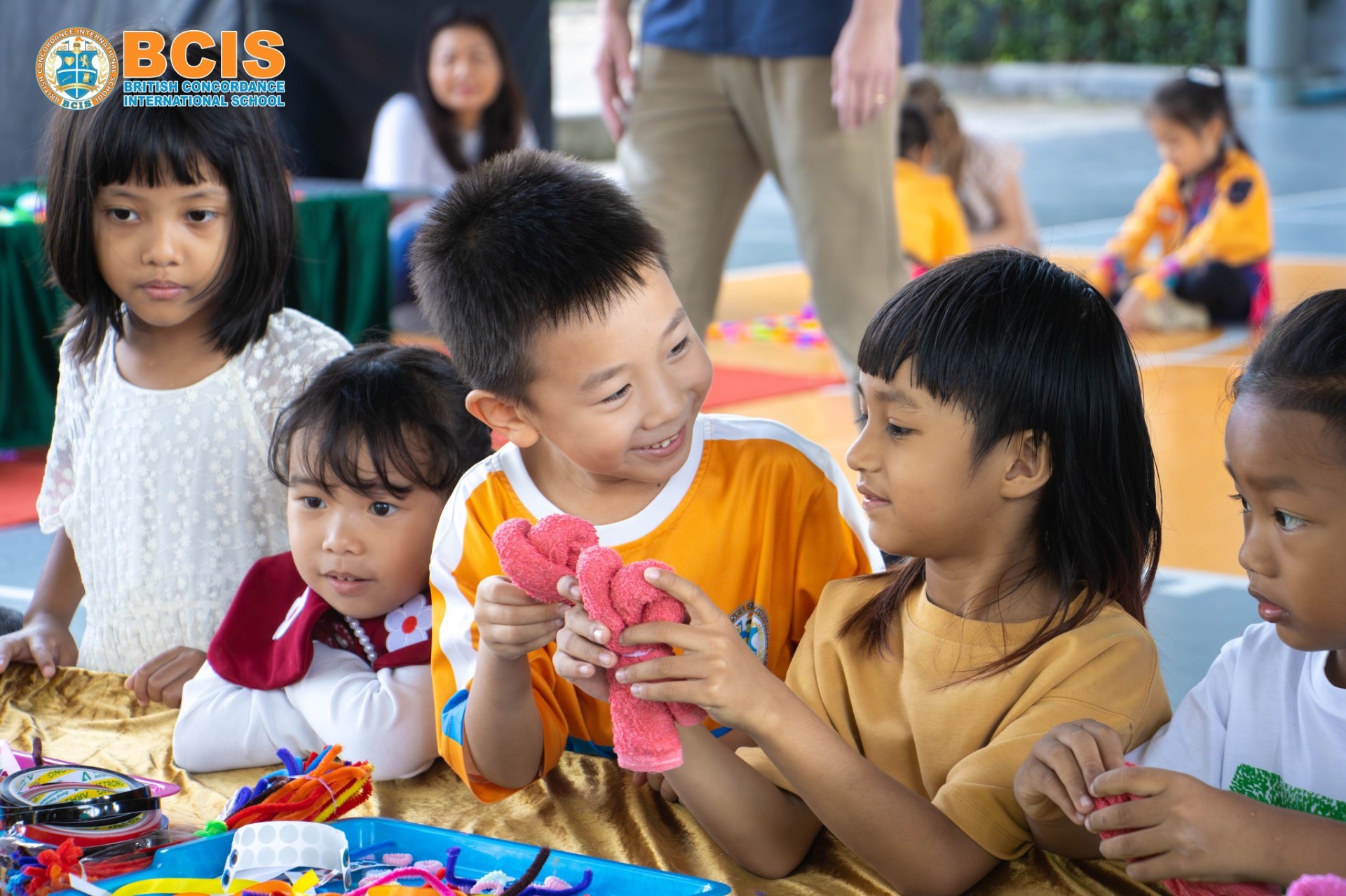 Students participating in games