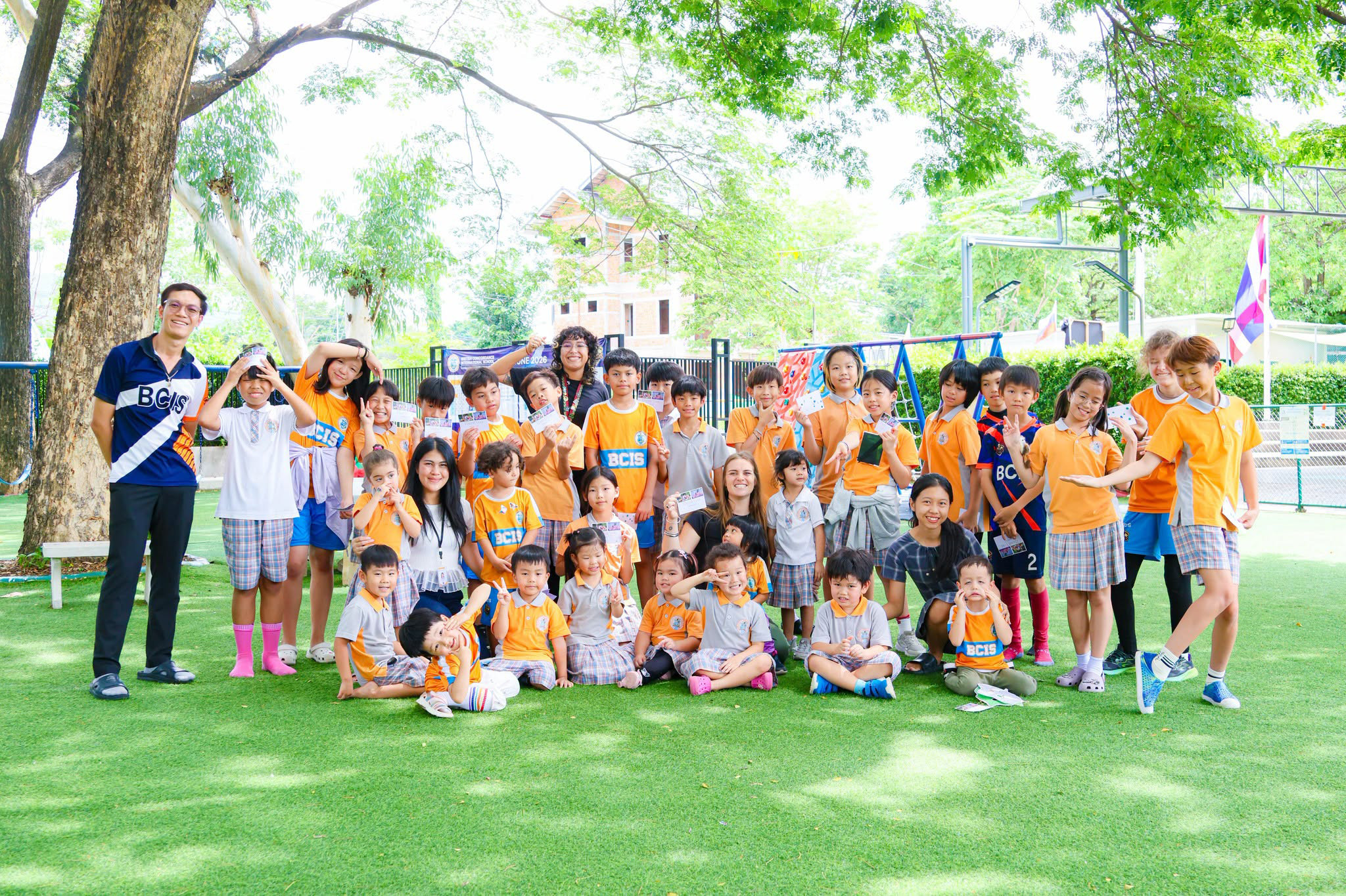 BCIS students and staff together at school